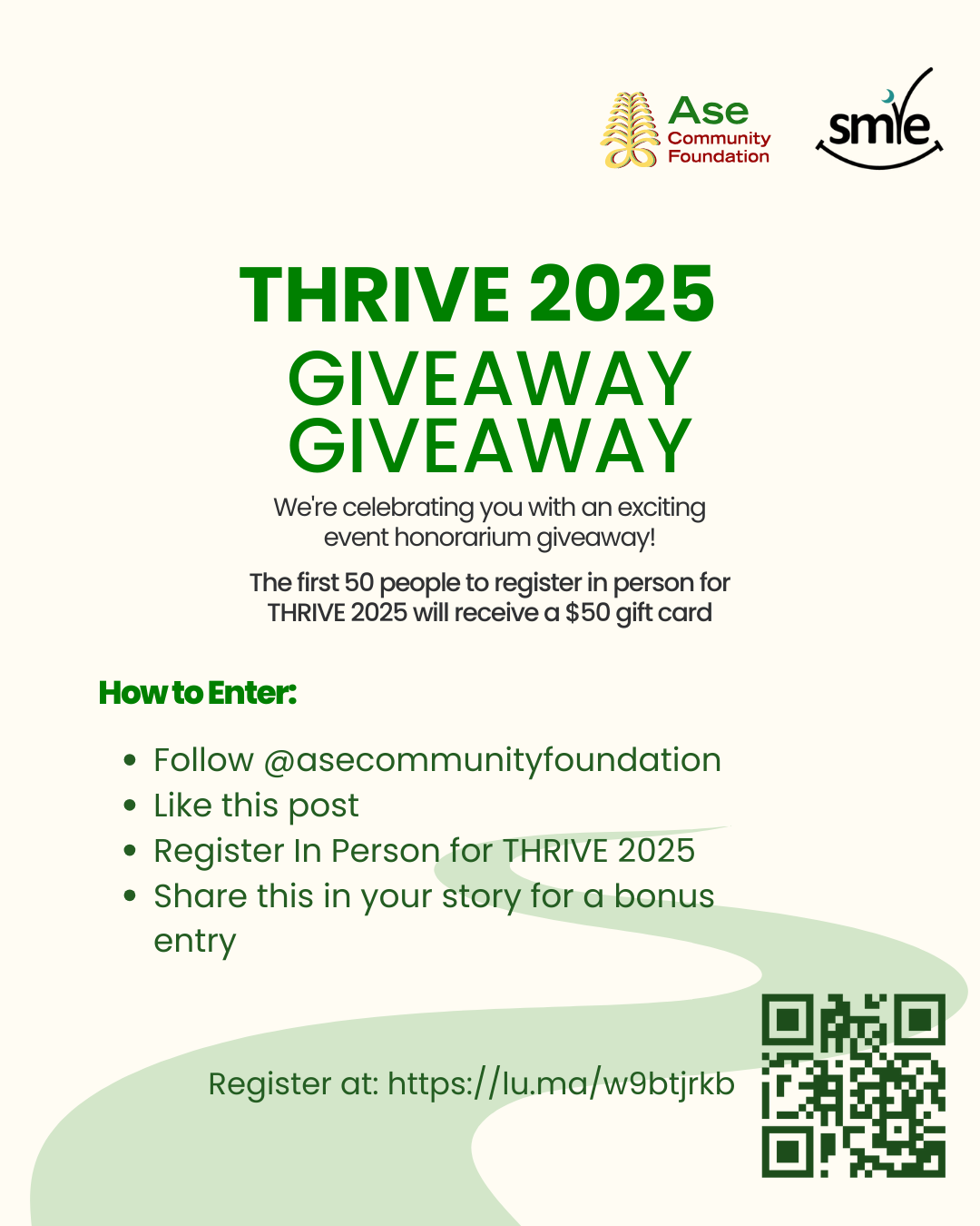 Invitation to THRIVE 2025 event on May 31 at Wildseed Centre from 1-4PM, featuring resources for Black immigrants and refugees with disabilities in Canada. Decorated with yellow and orange flowers, includes RSVP link and sponsor logos.